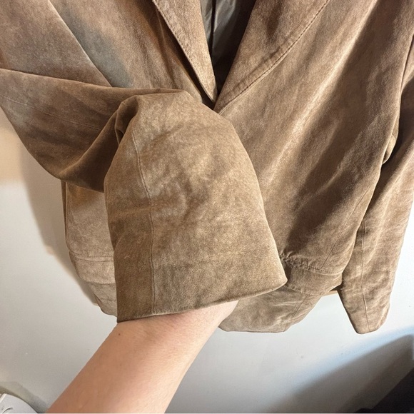 PENDLETON Sz M Light Tan Soft Suede Blazer Jacket Lined Pockets Unisex - Picture 5 of 12